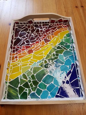 Mosaik Tablett Regenbogen