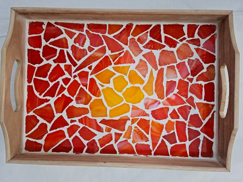 Mosaik Tablett Sonnenmotiv