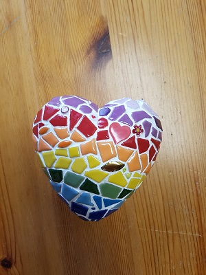 Mosaik Herz Regenbogen